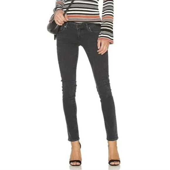 AGOLDE Chloe Low Rise Cotton Blend Washed Out Distressed Gray Denim Jeans Sz 28 - Picture 2 of 10